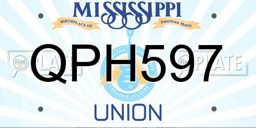 QPH597 Mississippi License Plate