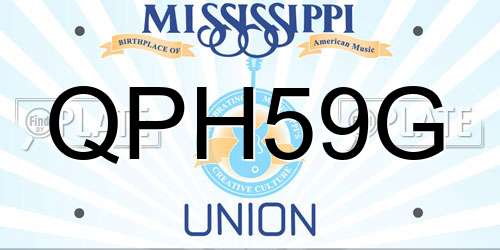 QPH59G Mississippi License Plate