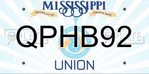 QPHB92 Mississippi License Plate