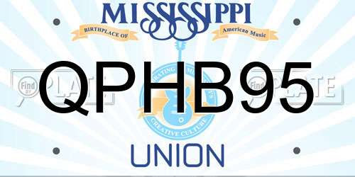 QPHB95 Mississippi License Plate
