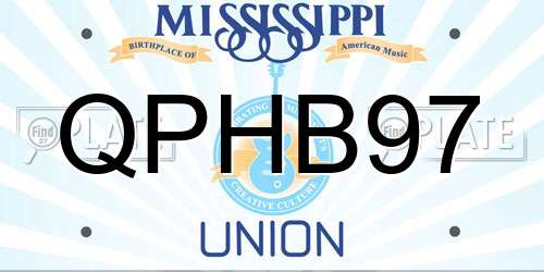 QPHB97 Mississippi License Plate
