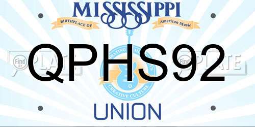 QPHS92 Mississippi License Plate