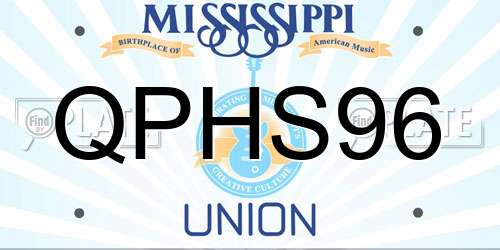 QPHS96 Mississippi License Plate