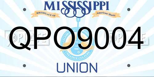 QPO9004 Mississippi License Plate