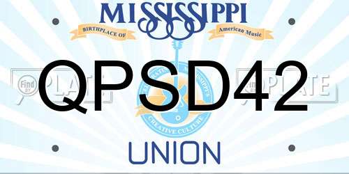 QPSD42 Mississippi License Plate