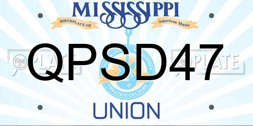 QPSD47 Mississippi License Plate