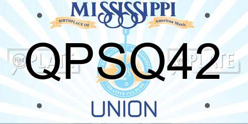 QPSQ42 Mississippi License Plate