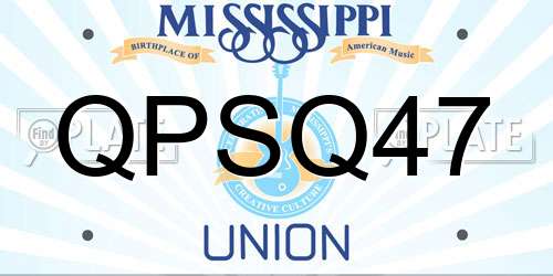 QPSQ47 Mississippi License Plate