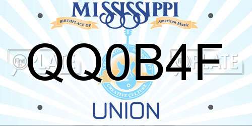 QQ0B4F Mississippi License Plate
