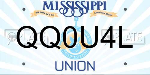 QQ0U4L Mississippi License Plate