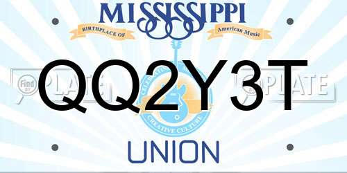 QQ2Y3T Mississippi License Plate