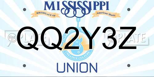 QQ2Y3Z Mississippi License Plate