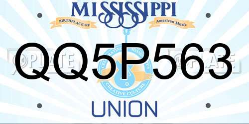 QQ5P563 Mississippi License Plate