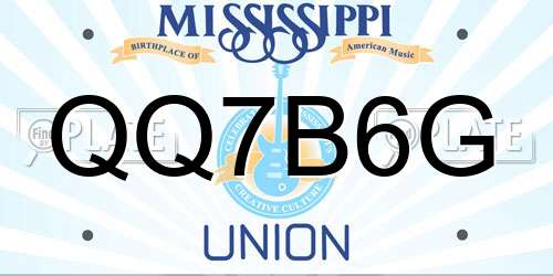 QQ7B6G Mississippi License Plate