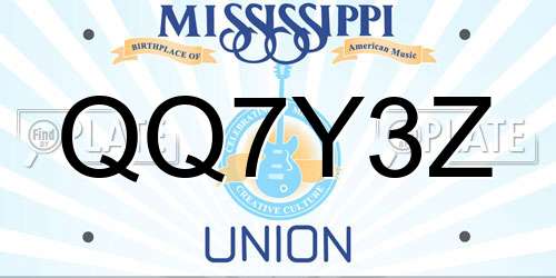 QQ7Y3Z Mississippi License Plate