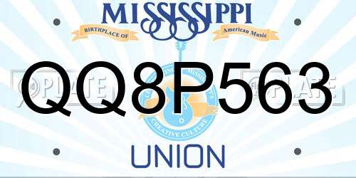 QQ8P563 Mississippi License Plate