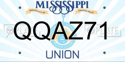 QQAZ71 Mississippi License Plate