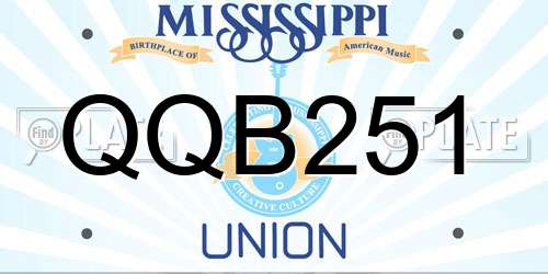 QQB251 Mississippi License Plate
