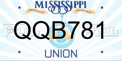QQB781 Mississippi License Plate
