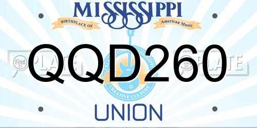QQD260 Mississippi License Plate