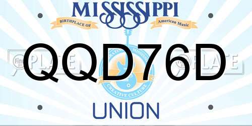 QQD76D Mississippi License Plate
