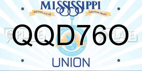 QQD76O Mississippi License Plate