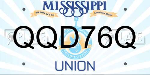 QQD76Q Mississippi License Plate