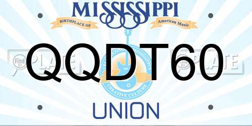 QQDT60 Mississippi License Plate
