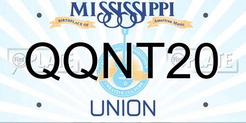 QQNT20 Mississippi License Plate