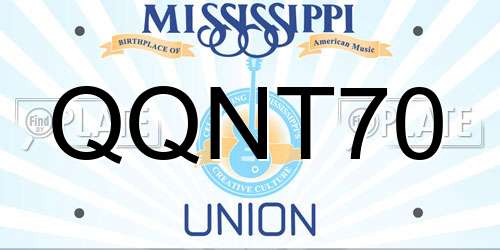 QQNT70 Mississippi License Plate