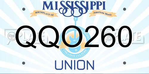 QQO260 Mississippi License Plate