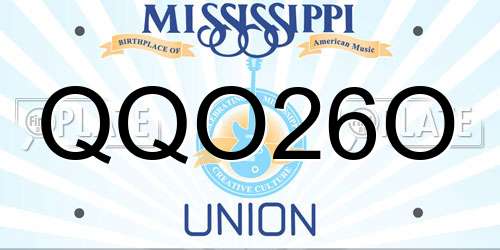 QQO26O Mississippi License Plate
