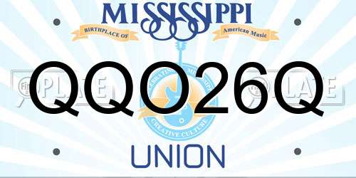 QQO26Q Mississippi License Plate