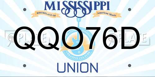 QQO76D Mississippi License Plate