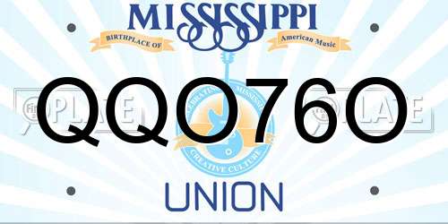 QQO76O Mississippi License Plate