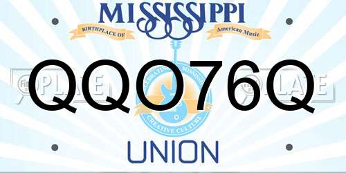 QQO76Q Mississippi License Plate