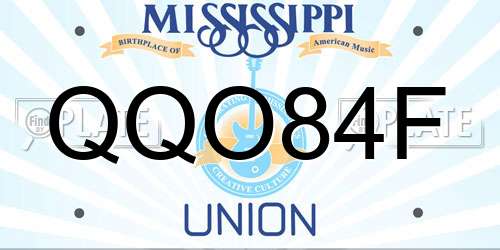 QQO84F Mississippi License Plate