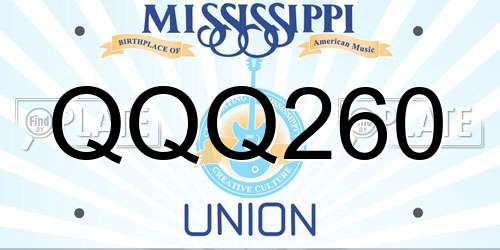 QQQ260 Mississippi License Plate