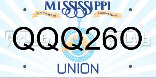 QQQ26O Mississippi License Plate