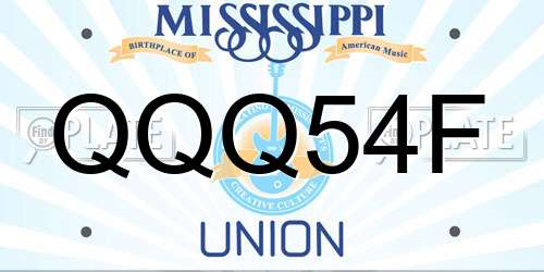 QQQ54F Mississippi License Plate