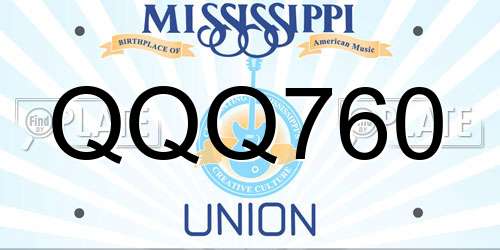 QQQ760 Mississippi License Plate