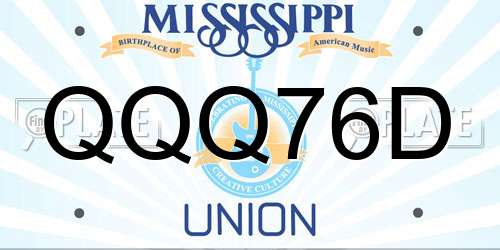QQQ76D Mississippi License Plate