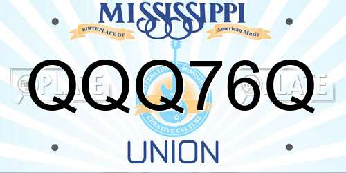 QQQ76Q Mississippi License Plate