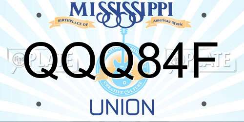 QQQ84F Mississippi License Plate