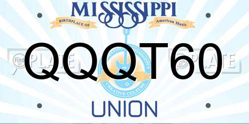QQQT60 Mississippi License Plate