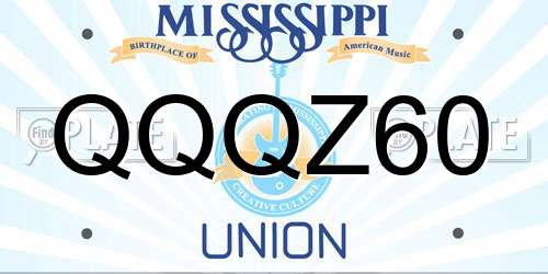 QQQZ60 Mississippi License Plate