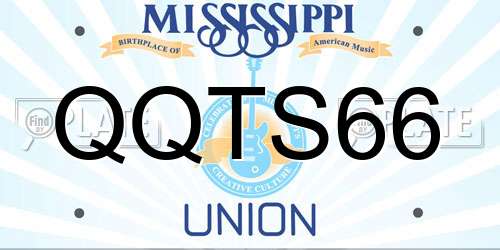 QQTS66 Mississippi License Plate