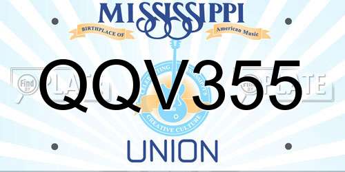 QQV355 Mississippi License Plate