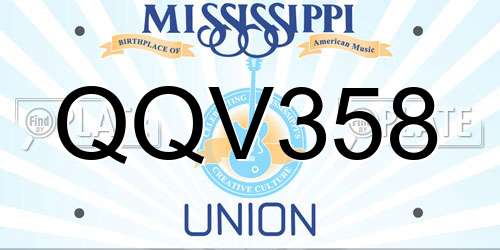 QQV358 Mississippi License Plate