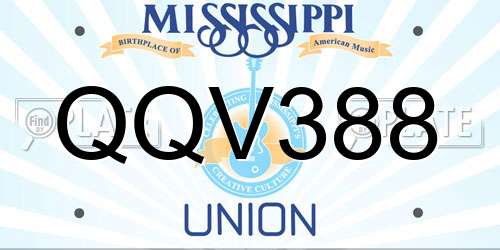 QQV388 Mississippi License Plate